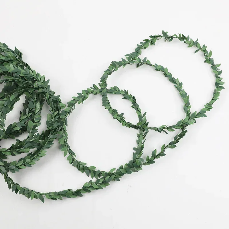 7 Meters Iron Wire Green Leaf Vine Wedding Decorative Flowers Wreaths Christmas Decoration for Home Cheap Artificial Plants