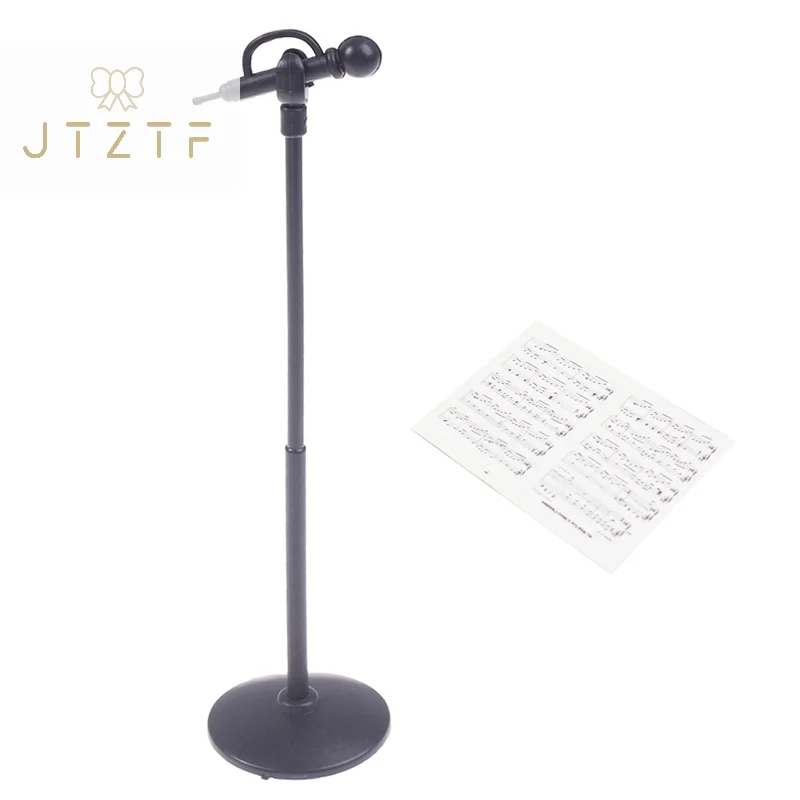 

2Pcs/Set 1:12 Dollhouse Miniature Microphone Sheet Music Combination Musical Instrument Furniture Model Decor Accessory