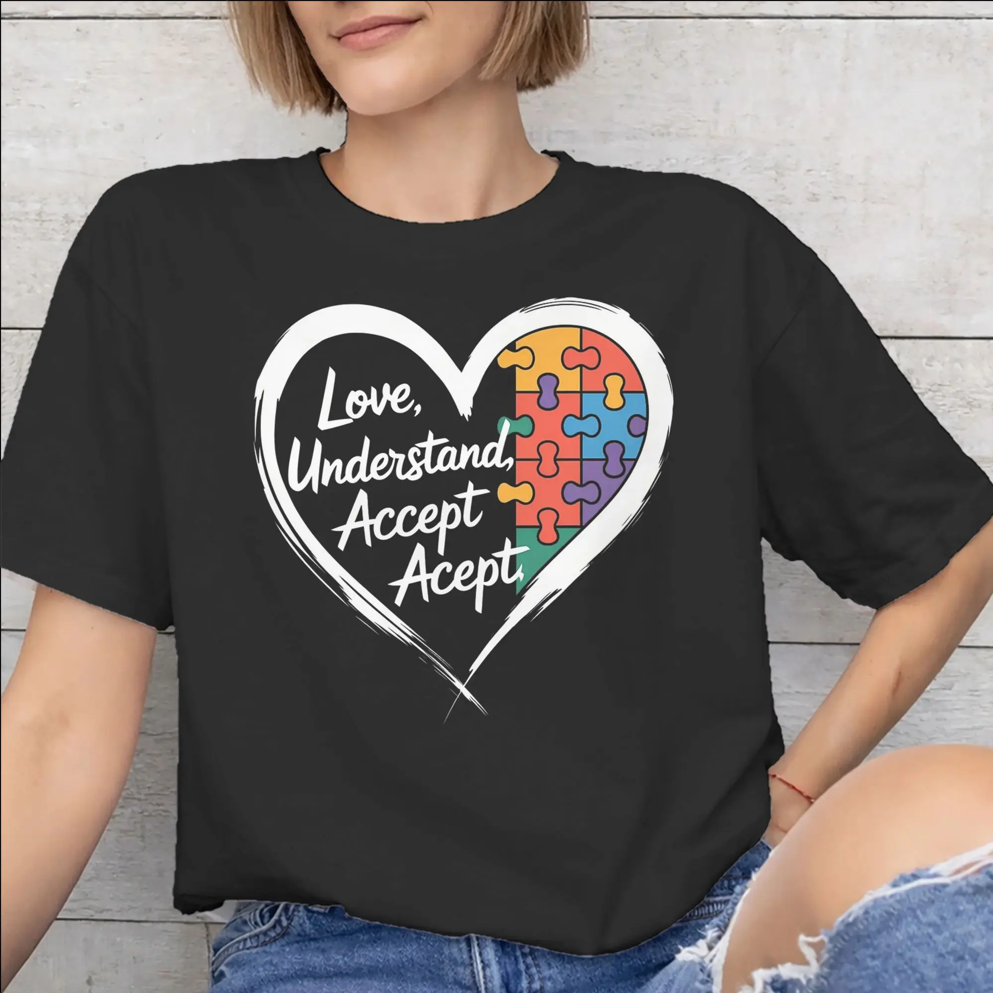 Autism Awareness Respect Love Support  Accessories Unisex T Shirt Pure Cotton Tee New Arrival  Tops T-shirt