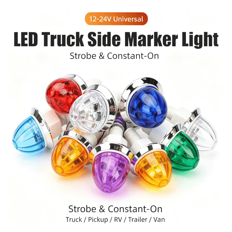 10Pcs LED Truck Side Marker Light 12‑24V Multi‑Color Strobe Flash Clearance Lamp For Pickup Trailer Van Lorry Truck Accessories
