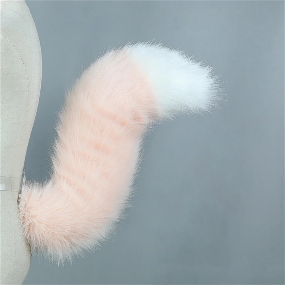 70/55/45CM Doll Role Play Pink Fox Tail Plush Animal Tail with Belt Furry Cosplay Accessories Comic-Con Party Cosplay Dress Up