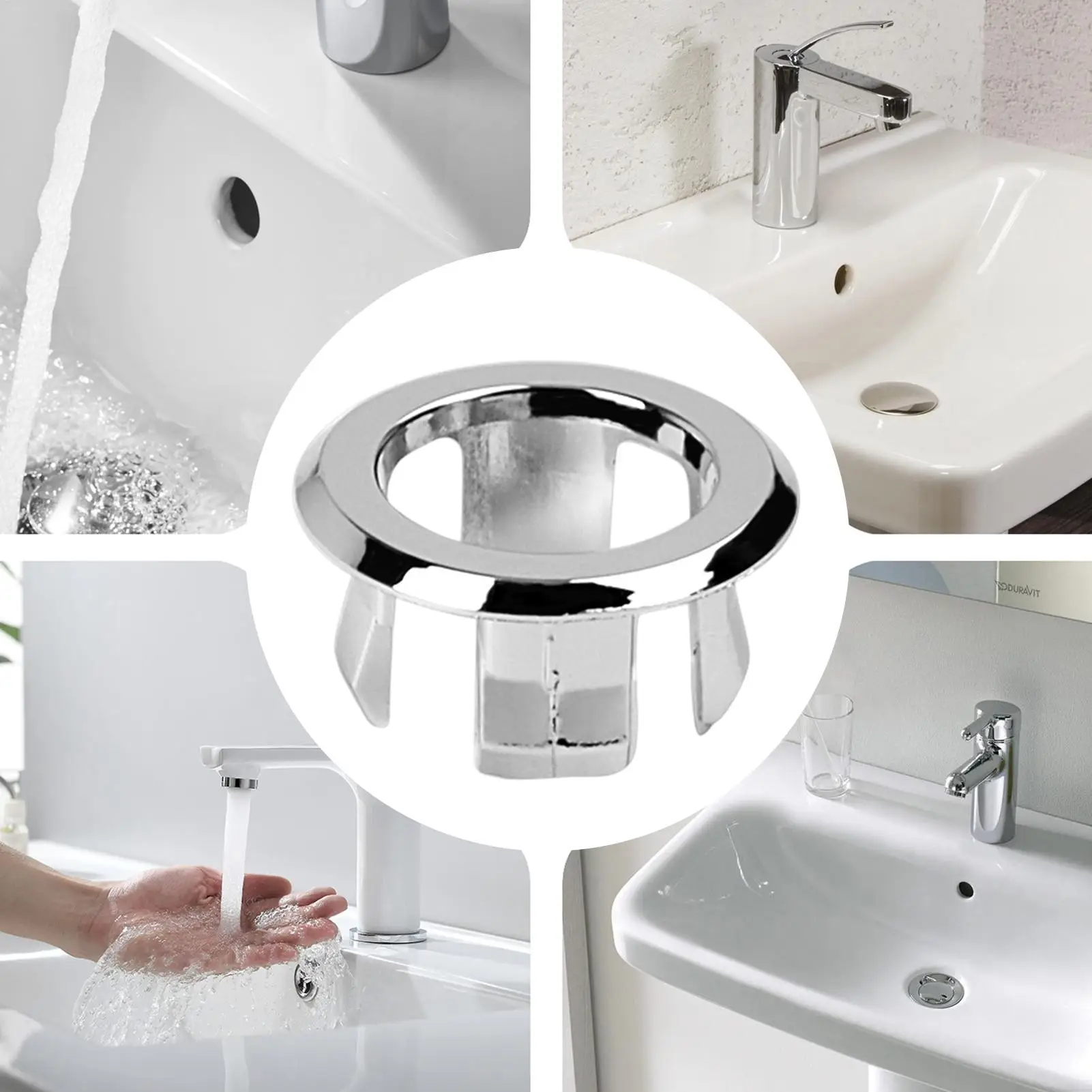 

Basin Sink Overflow Covers 2-Layer Copper Overflow Rings Bathroom Sink Over flow Trim Ring Replacement Insert in Hole Round Caps