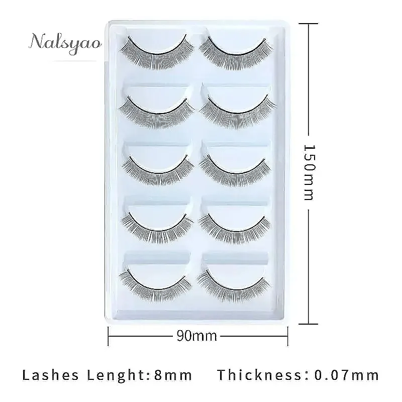 25 Pairs Practice Lashes for Lash Extensions Training, Thin Band 8mm Eyelash Strips Make Your Own Lashes