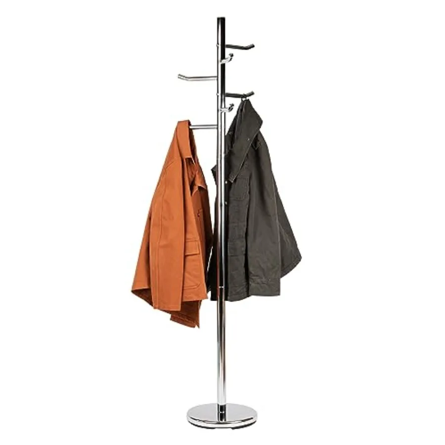 

Freestanding Coat Rack Multi-Hook Organizer for Office or Entryway Metal Silver