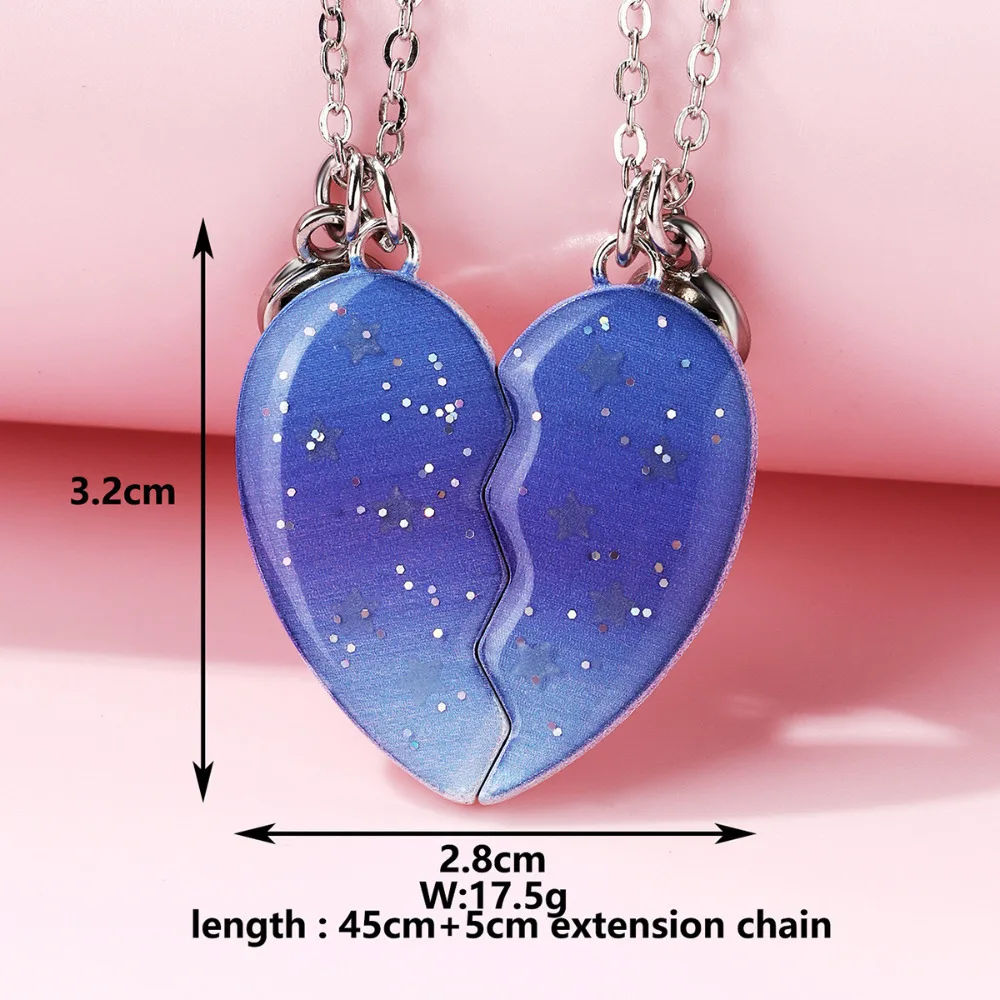 فتاة 2 قطعة/المجموعة على شكل قلب مضيئة الخماسية نجمة أفضل صديق قلادة للفتيات BFF الصداقة مجوهرات هدية