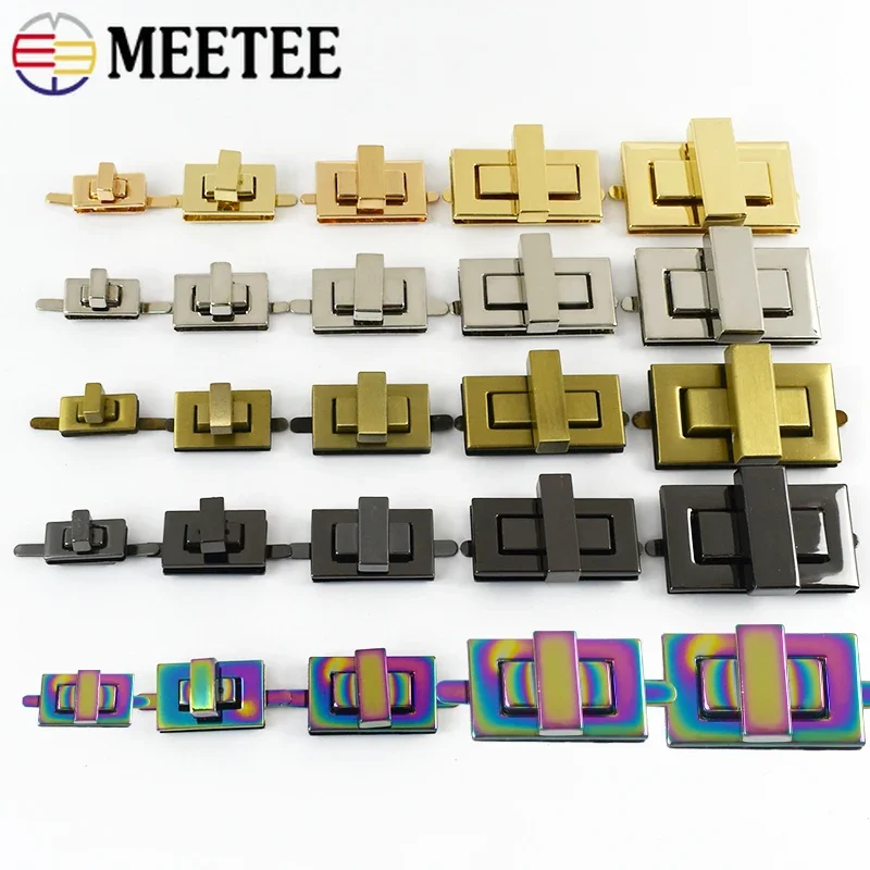 Meetee 2/5Pcs 21/27/32/44/52mm Metal Turn Twist Lock Buckle Handbag Rotary Buckles Hardware Closure Locks Clasp Part Accessory