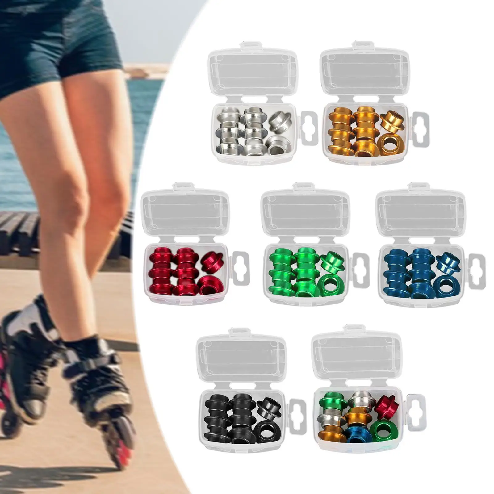 8Pcs Roller Skate Bearing Spacers 8mm Wheel Center Bearing Spacers Accessories for Men Outdoor Skating Roller Skate Inline Skate