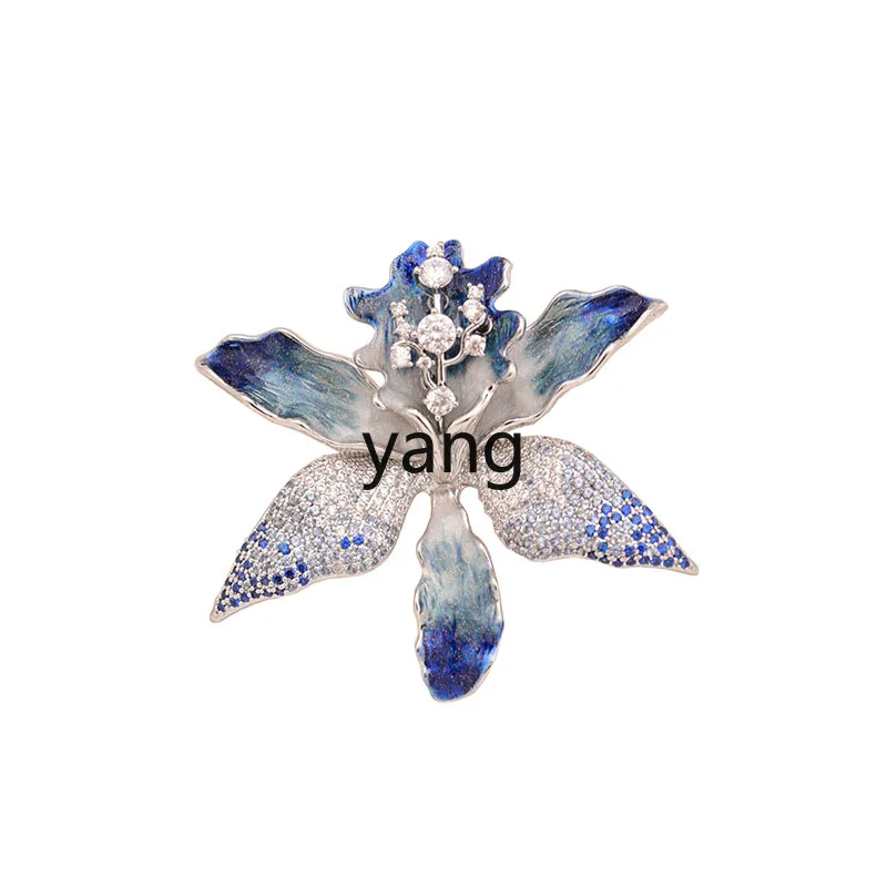 

LMM Blue Iris Brooch High Sense Elegant Flower Pin Blazer Accessories Women