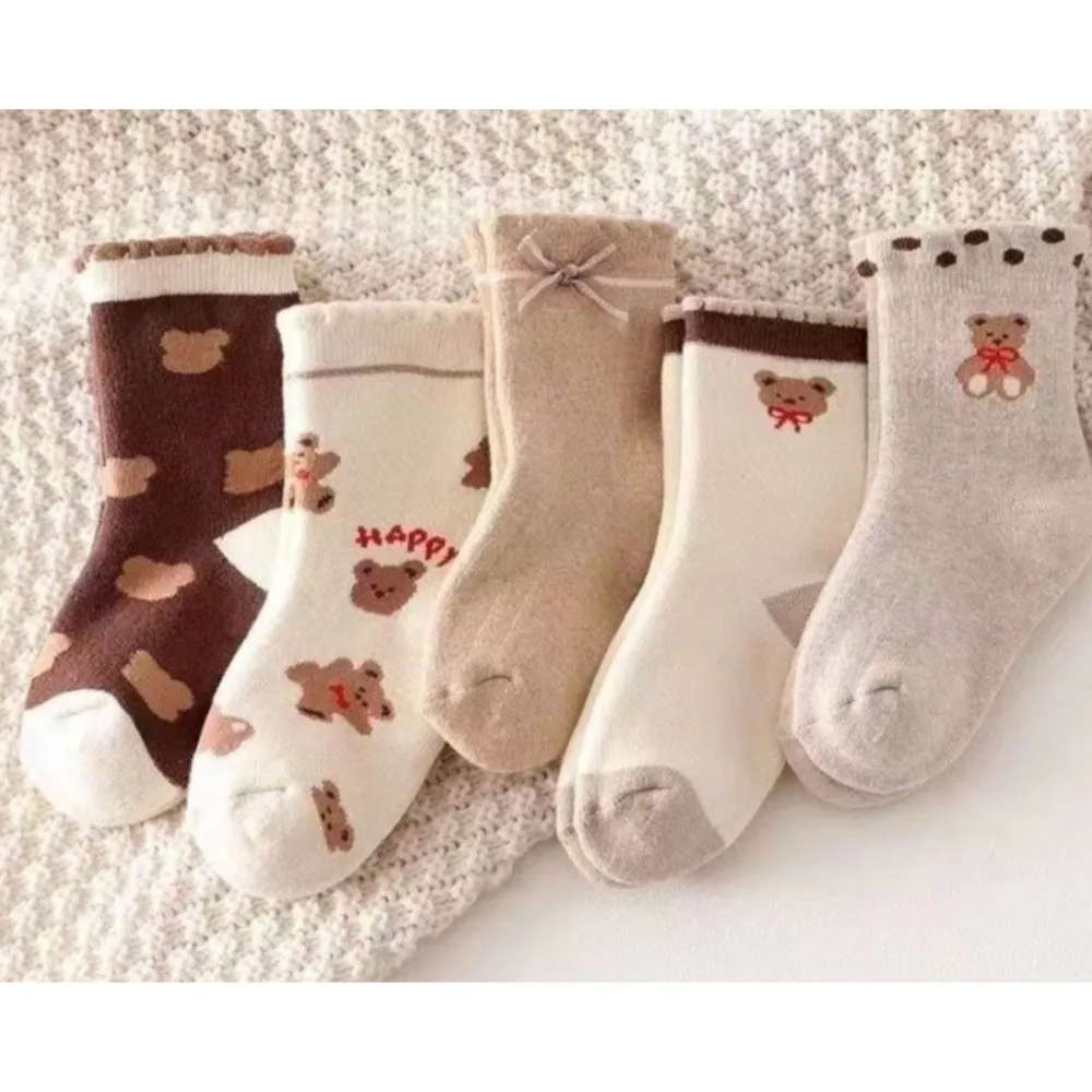 Autumn winter socks boys and girls keep warm adding fleece and thickening socks babies girls' mid-calf towel socks with loops