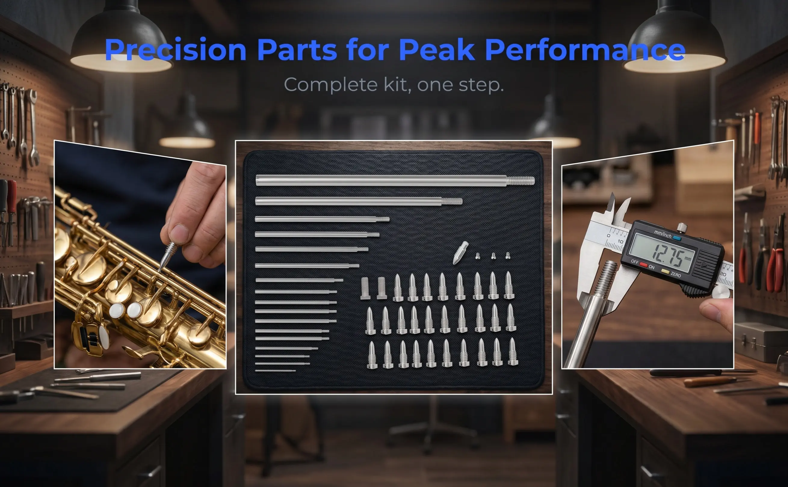 1Set Saxophone Threaded Rod Repair Kit Screws Tapered Nail Upper Bass Sax Instrument Replacement Parts Saxophone Threaded Rods