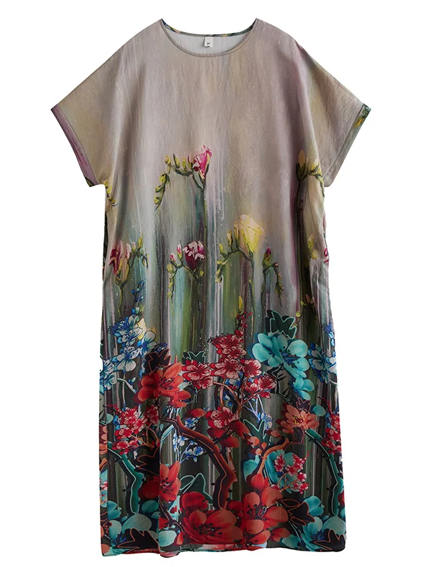 

Длинный медный амиачный шелк, свободный крой, тонкий летний пляжный платье больших размеров, повседневный круглый платок Ne ort Sve с принтом Dr