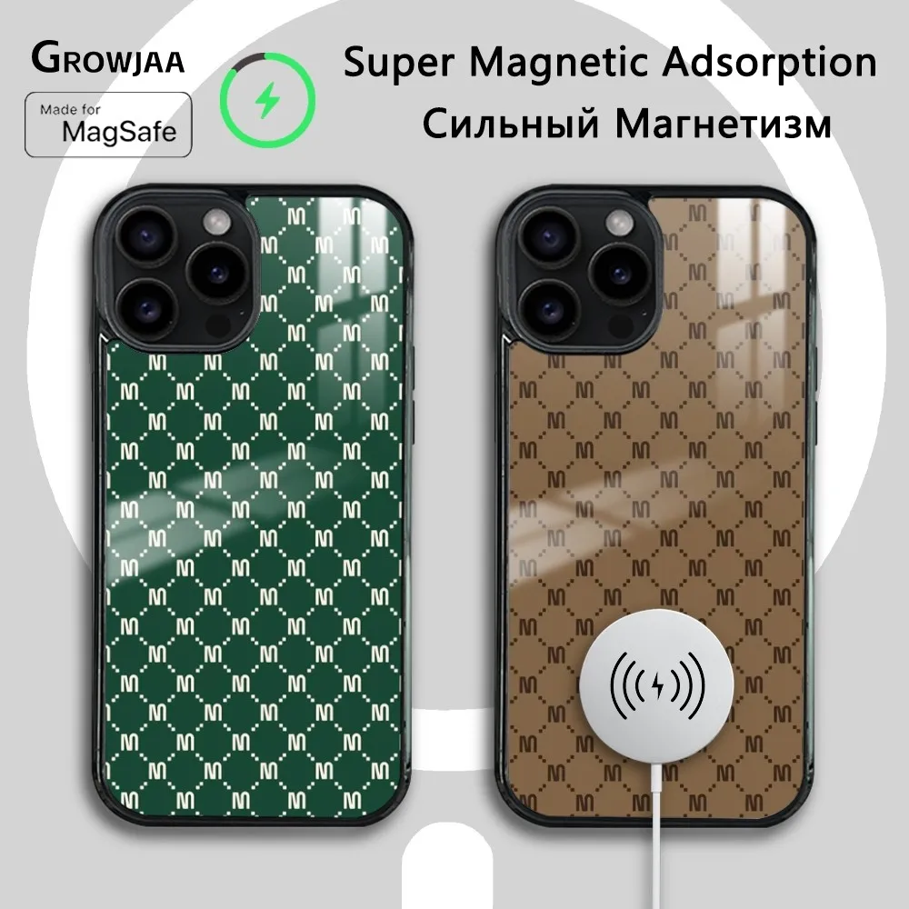 

Роскошный дизайнерский чехол для телефона в стиле ретро для iPhone 16, 15, 14, 13, 12, 11 Pro Max Plus Mini Magsafe Mirror, беспроводной магнитный чехол