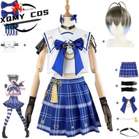 XQYouTuber VTuber Ike Eveland Luxiem NIJISANJI EN Cosplay Costume Wig Anime Sexy Woman Man School Sailor Uniform Halloween Suit