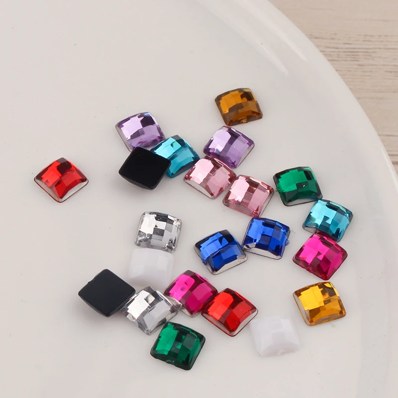 20pcs 6mm super small color square no hole flat bottom drill diy accessories manicure square acrylic drill handmade material