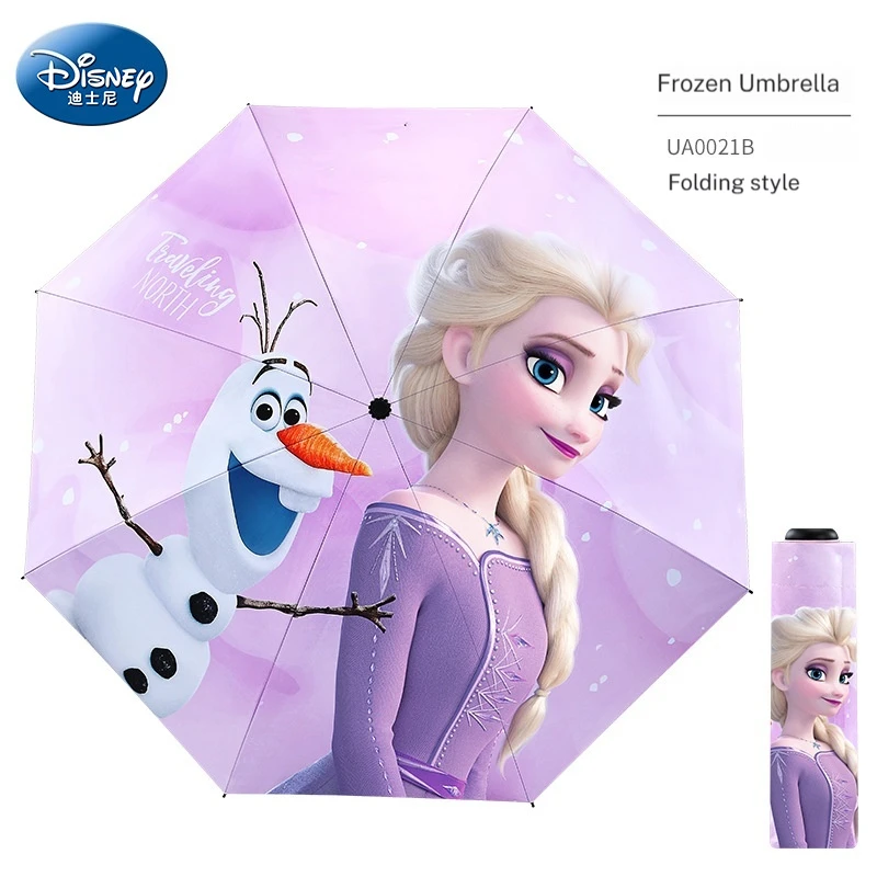 Disney Elsa Princess Children Sunny Rainy Umbrella Girl Folding Lightweight Cute School Kindergarten Students Anime Peripherals