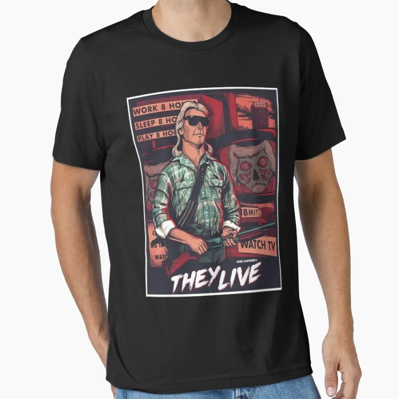 

Retro Sic-Fi They Live Gift T Shirt 0408 John Carpenter Vintage Horror movie Alien film Graphic clothes All size Tee S-6XL