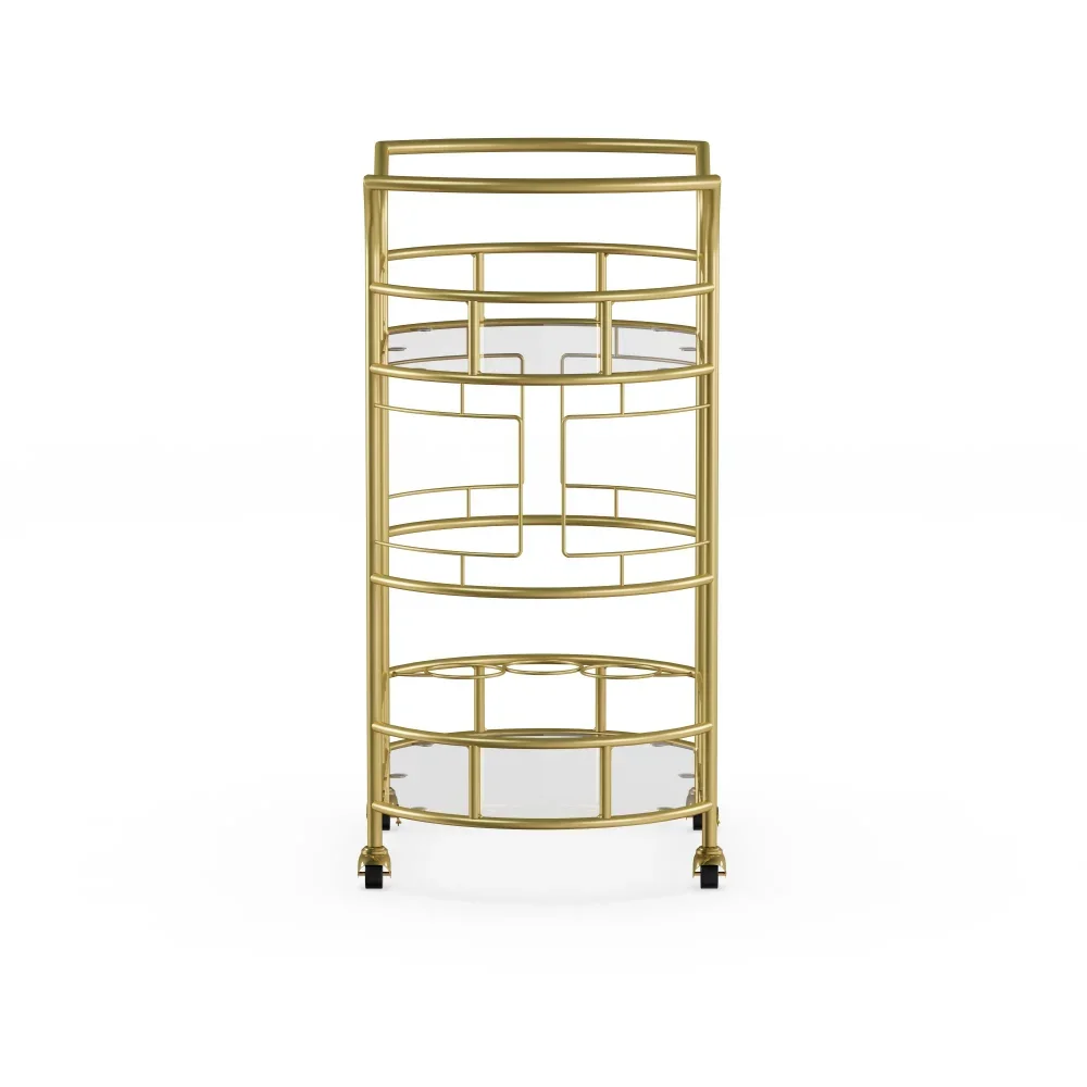 New Bar Cart with Matte Gold Metal 2-Tiers Kitchen Island Table Kitchen Island Table