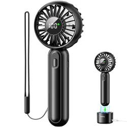 coldSky Handheld Fan with Wireless Charging Base 3 Speeds Portable Fan with Digital Display Handheld/Desk 2 in 1 Personal Fan