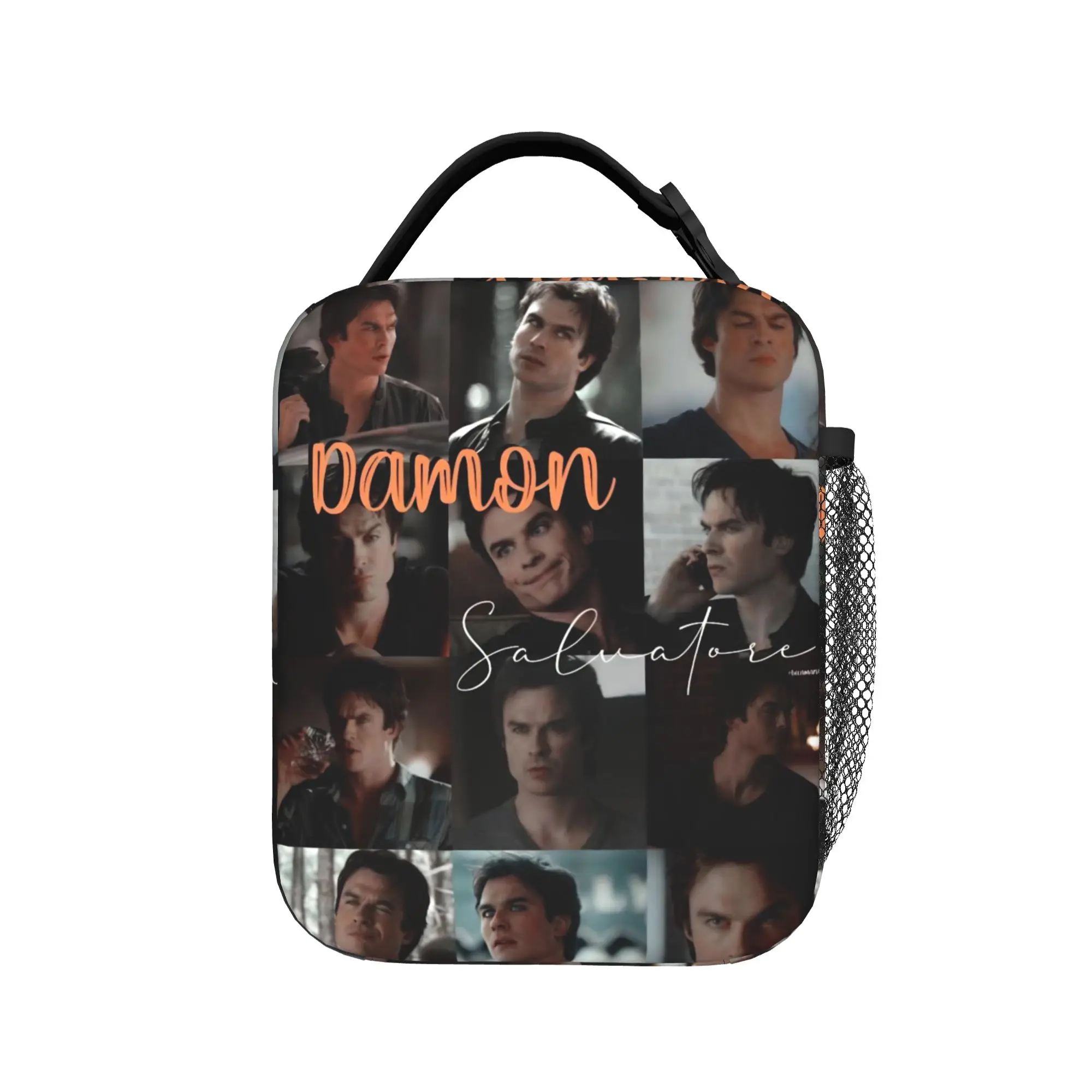 The Vampire Diaries Resuable Movie Lunch Bag Damon Salvatore Cute Lunch Box For Child Picnic Cooler Bag Thermal Lunch Bags