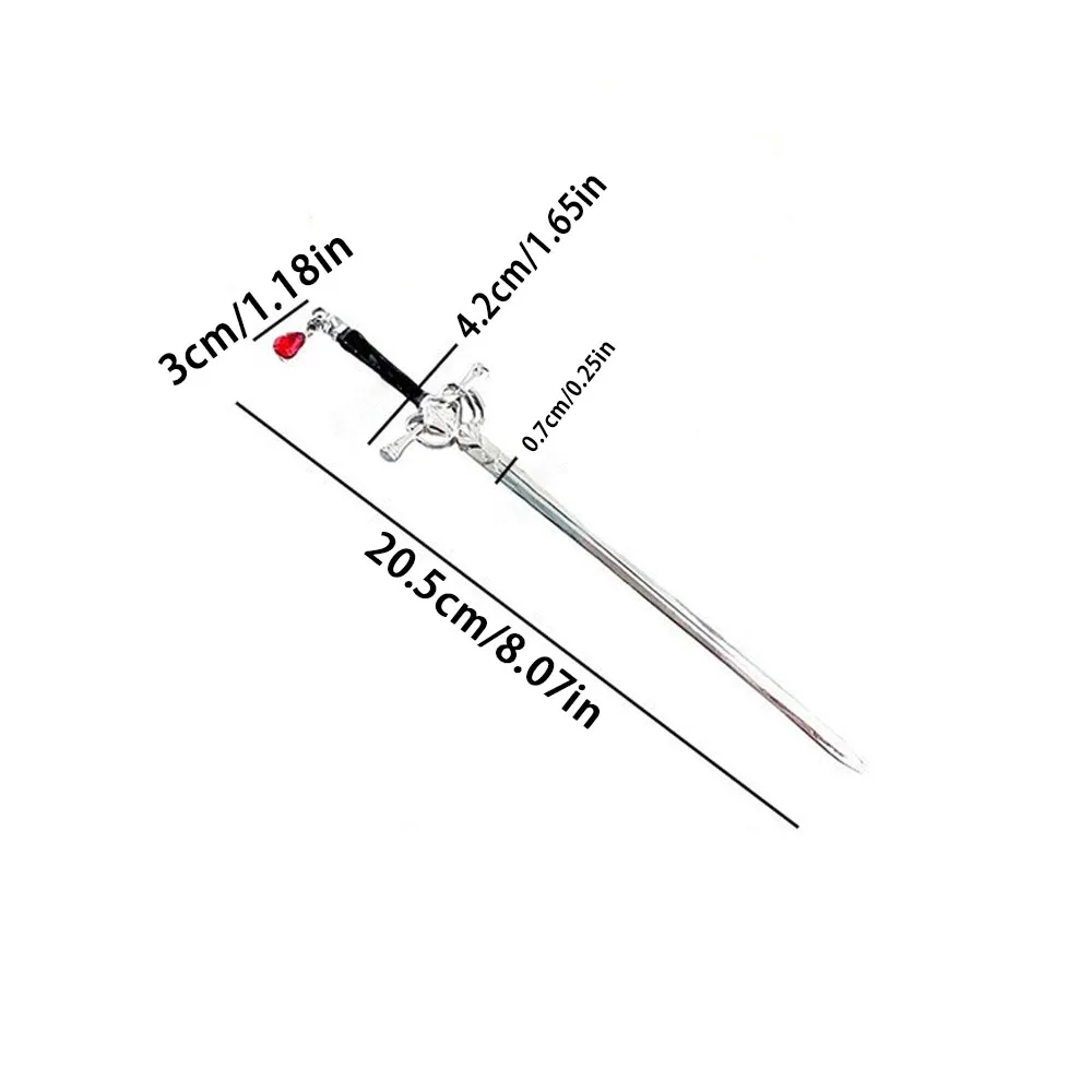 1Pc Sword w stylu chińskim szpilka do włosów Punk Ruby sztyft do włosów kucyk kobiety modna szpilka do włosów narzędzia do stylizacji codzienne akcesoria do włosów