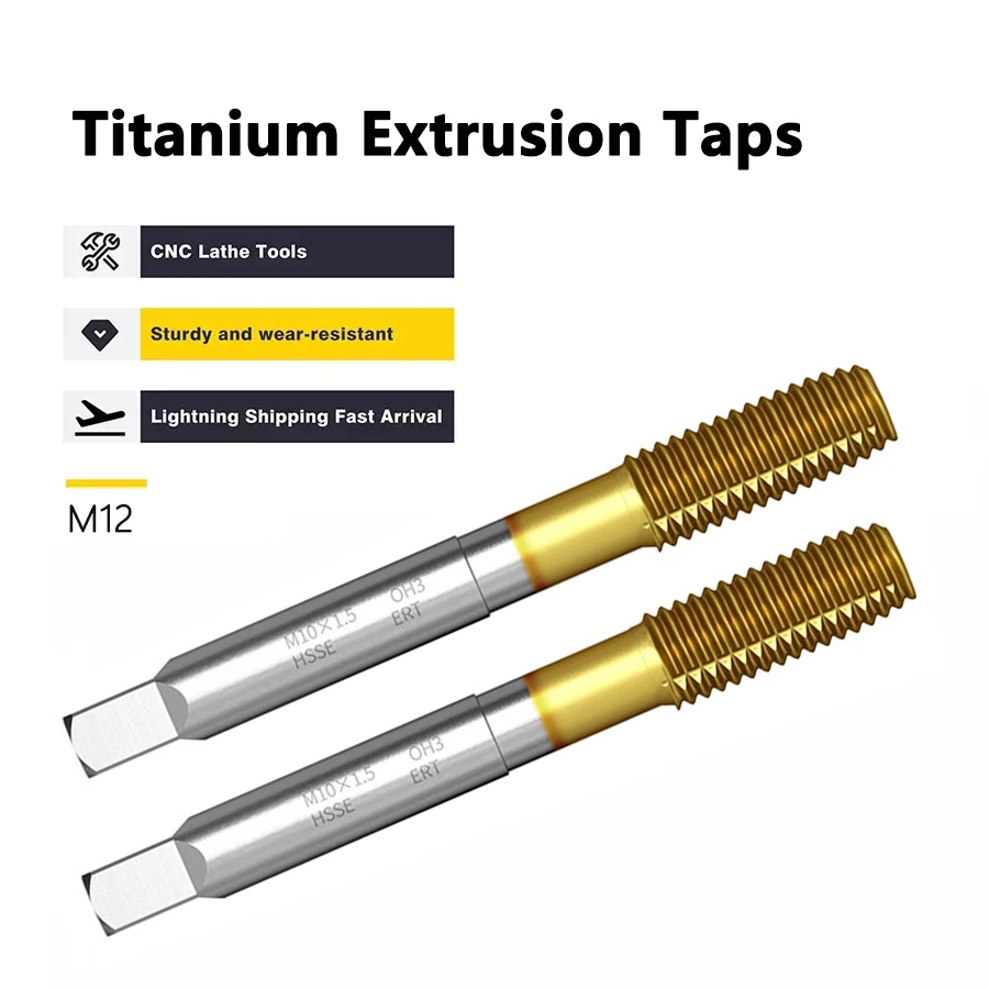 High Speed Steel Titanium-plated Extrusion Tap Cobalt-containing Stainless Steel Tap M3 M4 M5 M6 M8 M10 M12 Sharp Wear-resistant