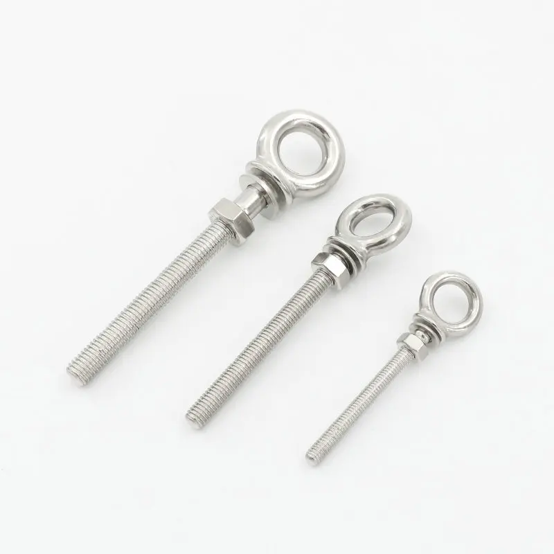 5PCS M6 M8 M10 316 Stainless Steel Lifting Eye Bolts Eyebolts with Nuts and Washers Set Round Ring Hook Bolt Screw Fasterners