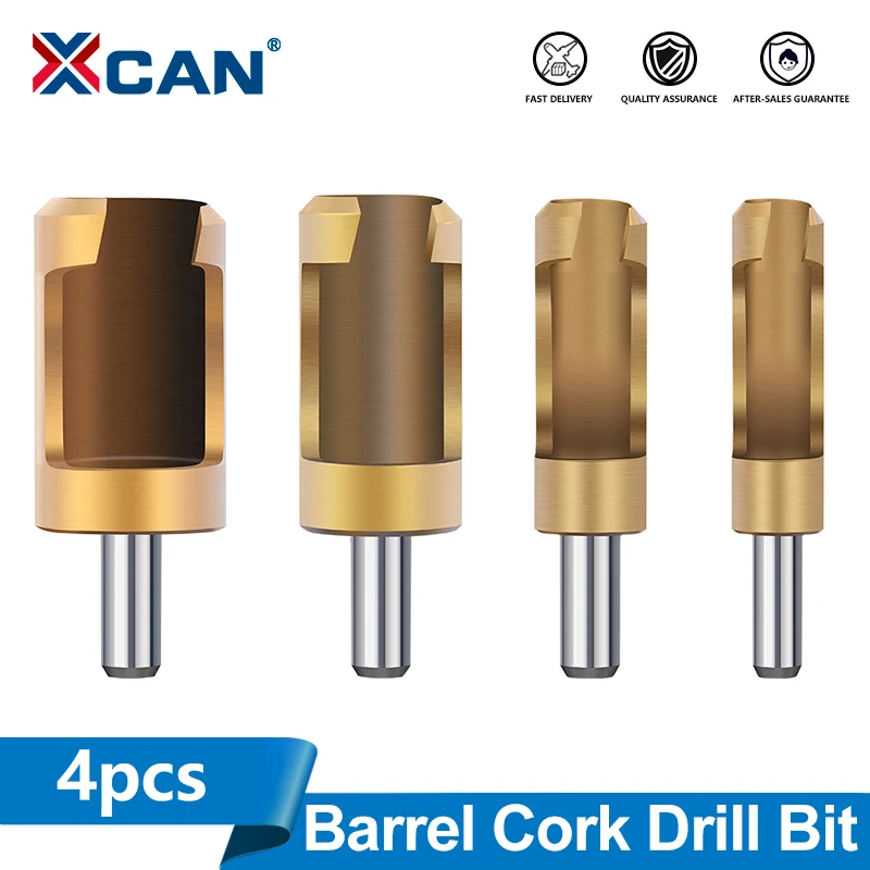 XCAN 4 stücke Barrel Kork Bohrer Stecker Cutter Titan Beschichtet Bohren Bit 6/8/13/16mm Holzbearbeitung Loch Opener Bit Werkzeuge