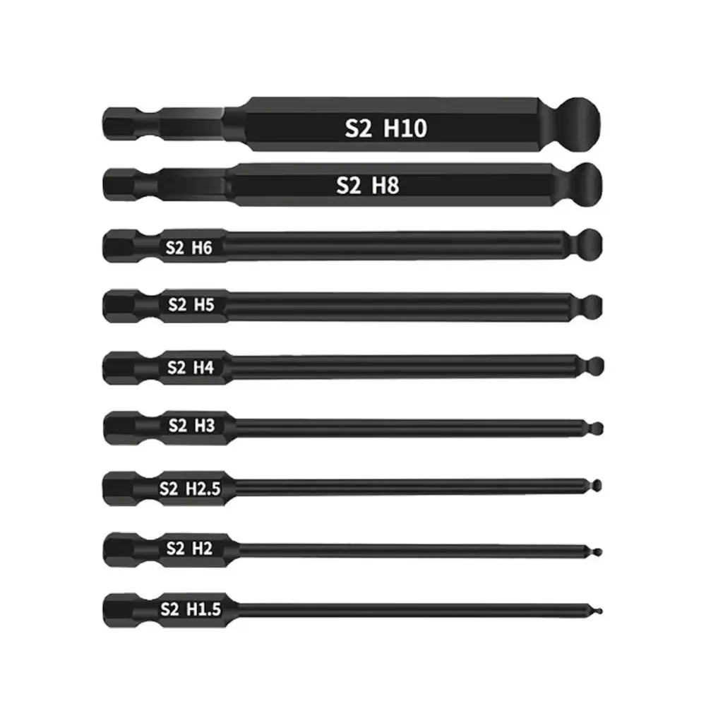 Magnetic Ball End Screwdriver Bits 100mm 1/4 Inch Hex Shank Allen Wrench Drill Bit Alloy Steel Professional Screwdriver Bit Set
