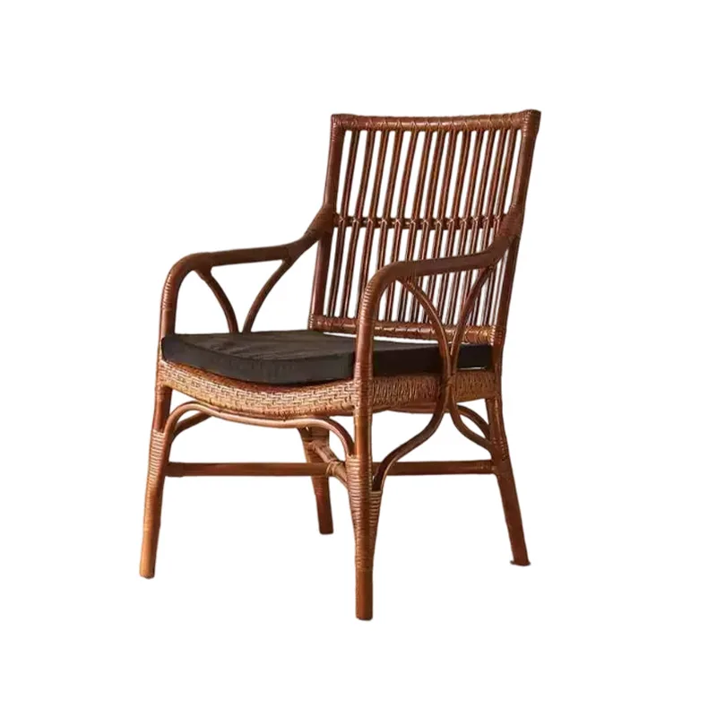 South East Asia Vintage Rattan Chair Home Backrest Armrest Rattan Dining Chair