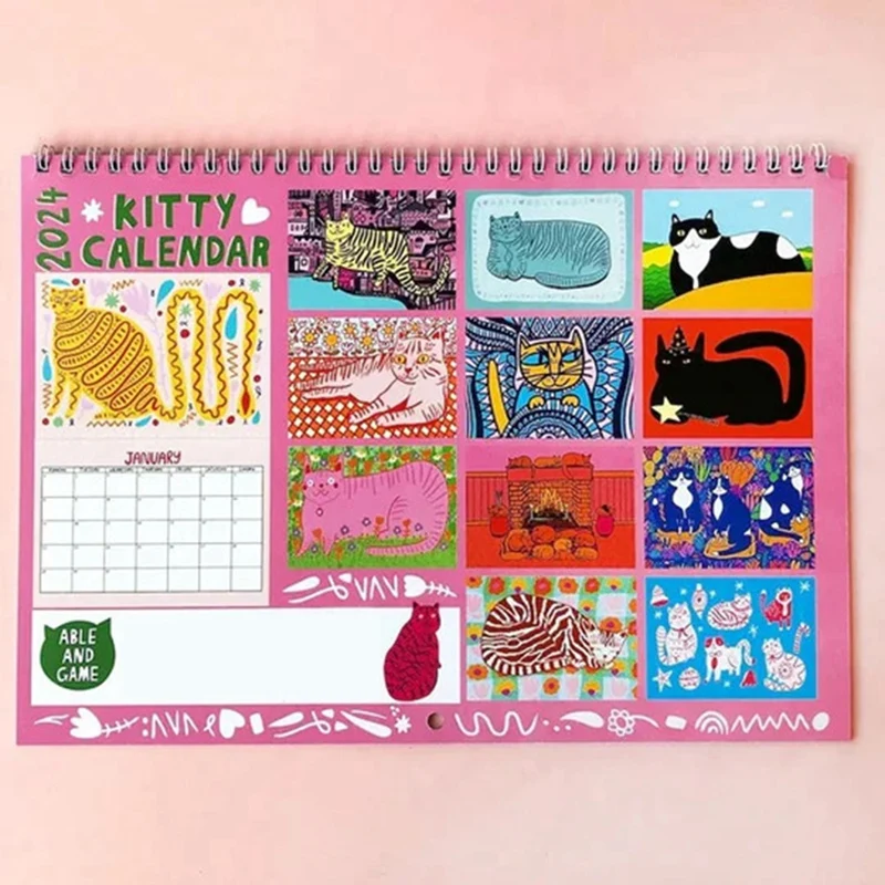 2024 Kitty Calendar Monthly Wall Calender Kitty Gifts 12 Month For Valentine's Day Gift