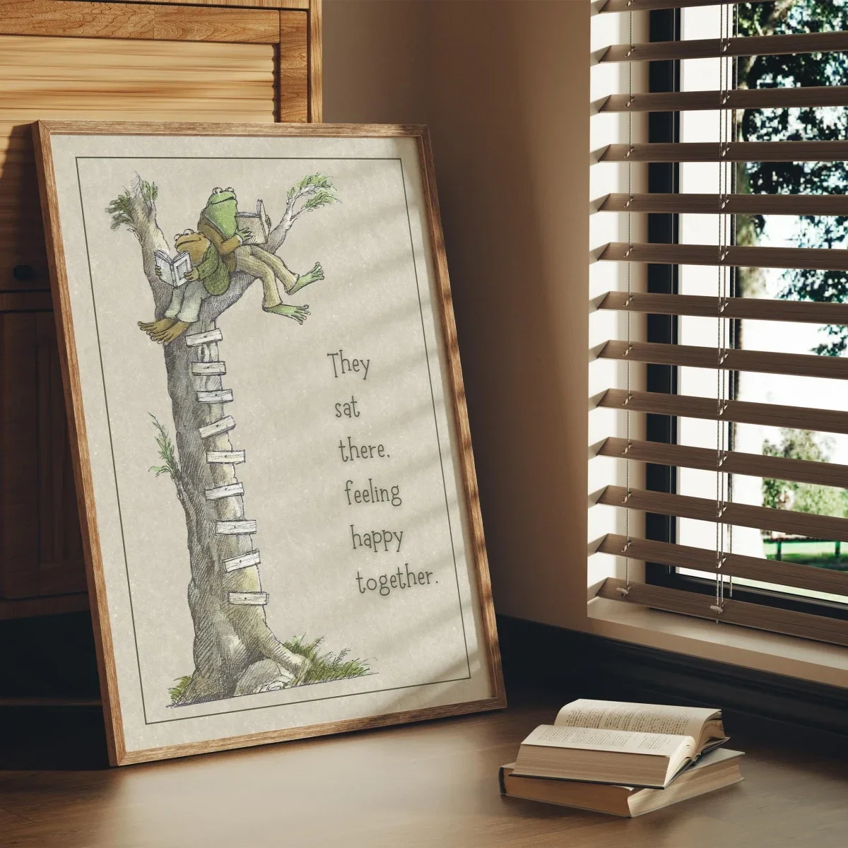 Large-sized 1pc frameless Canvas Painting Whimsical Frog Toad Friend Quote Canvas Prints Poster Cozy Storybook Illustration Art