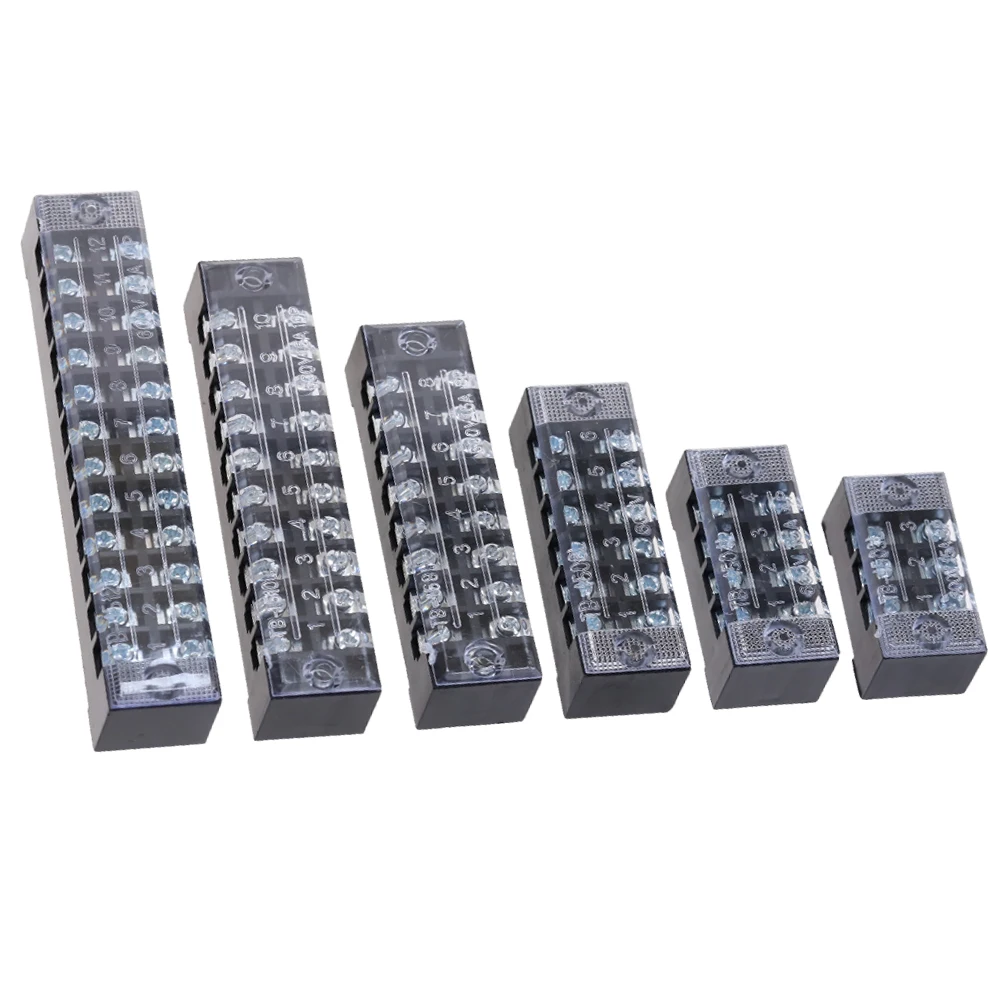 1pcs Dual Row Terminal Strip Kit 25A 600V Screw Type Wire Connector Board 3/4/5/6/8/10/12 Way for Industrial Equipment Wiring