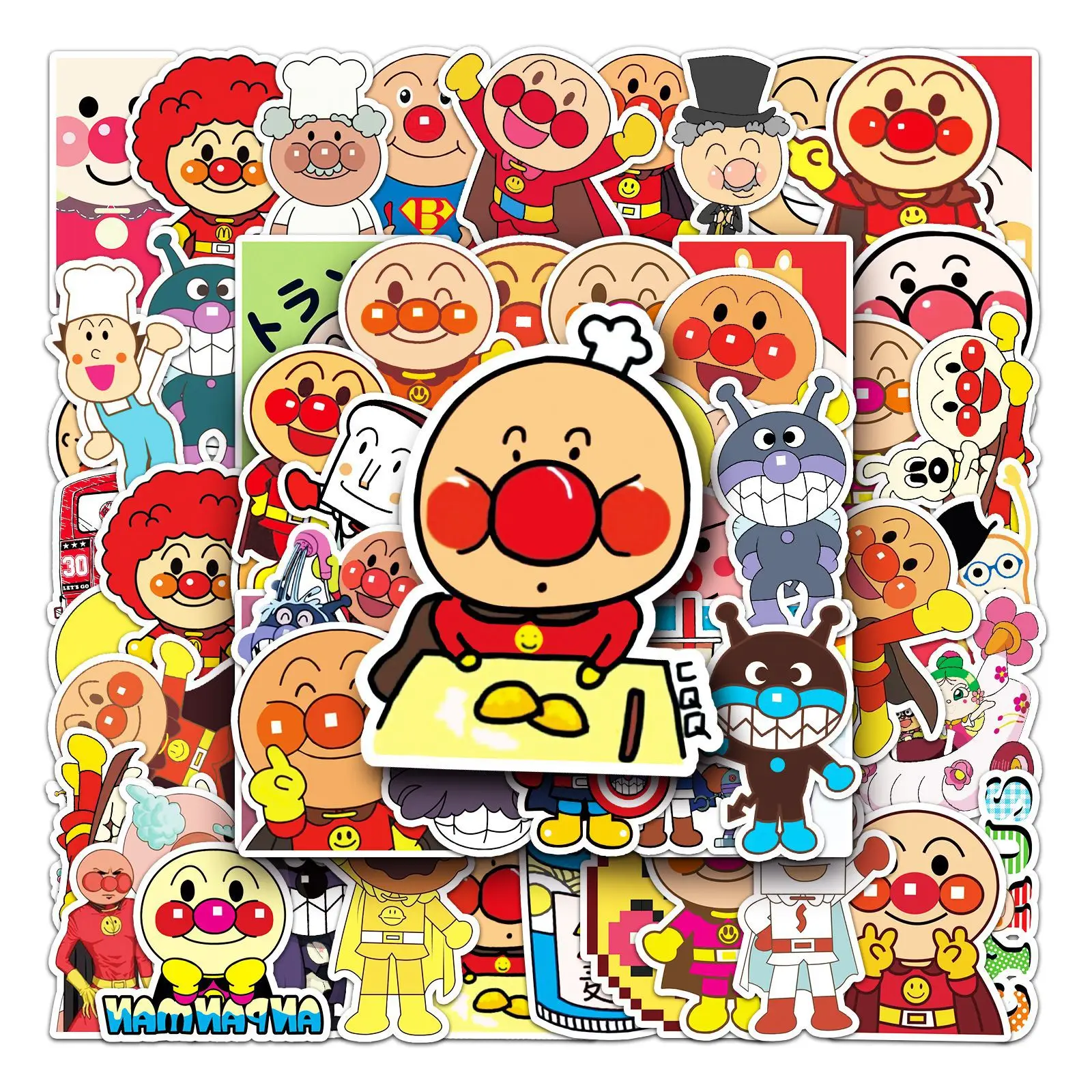 57Pcs Cute Cartoon Anpanman Stickers DIY Animation Decoration Scrapbook Car Bike Waterproof Graffiti Sticker Kids Toys