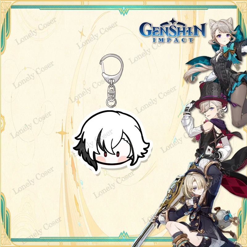 Lyney Lynette Keychain Game Genshin Impact Fontaine Cosplay Accessories Freminet Neuvillette Arlecchino Acrylic Keyring Pendant