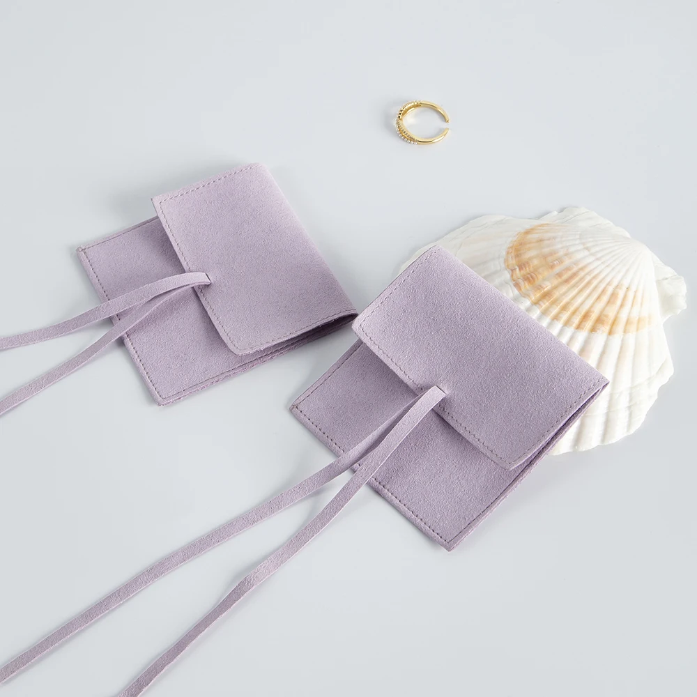 10Pcs Elegant Drawstring Microfiber Envelope Jewelry Storage Pouches