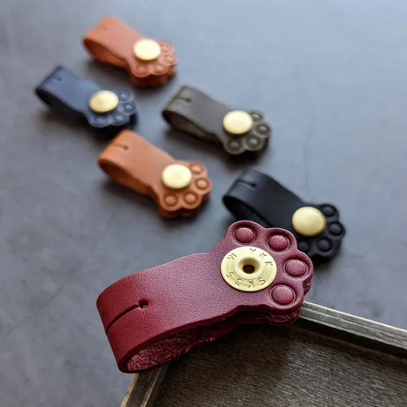 Creative Cat Paw Leather Cable Clips Kawaii USB Charger Data Line Cable Organizer Earphone Clips Cable Protector Desk Organizer