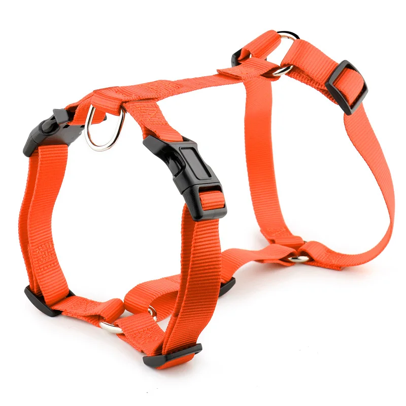حزام حيوانات أليفة من النايلون قابل للتخصيص في 11 لونًا بتصميم عاكس على شكل حرف H مع عدم وجود ميزة سحب للكلاب الصغيرة والمتوسطة والكبيرة