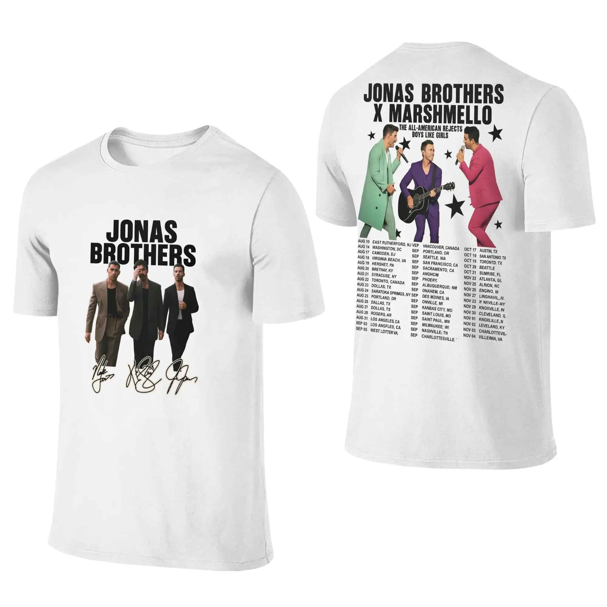 جوناس بروس 20th الذكرى جولة تي شيرت الرجال القطن الخالص خمر تي شيرت س الرقبة تيز ملابس قصيرة الأكمام وصول جديد