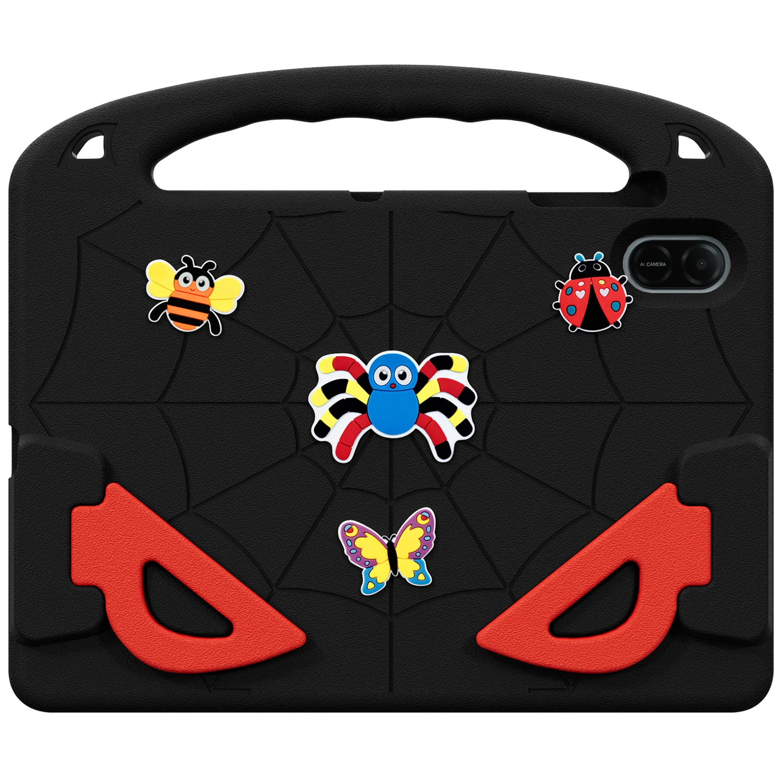 For Honor Pad X9 / Pad X8a / Pad X8b Case Cartoon Insect Shockproof EVA Tablet Cover with Handle and Kickstand - Black+Red