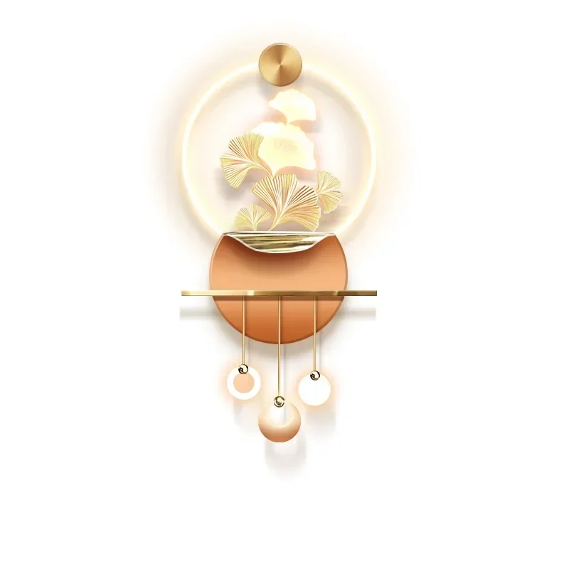 Ginkgo entrance decorative painting wall lamp light luxury corridor end three-dimensional led atmosphere hanging painting