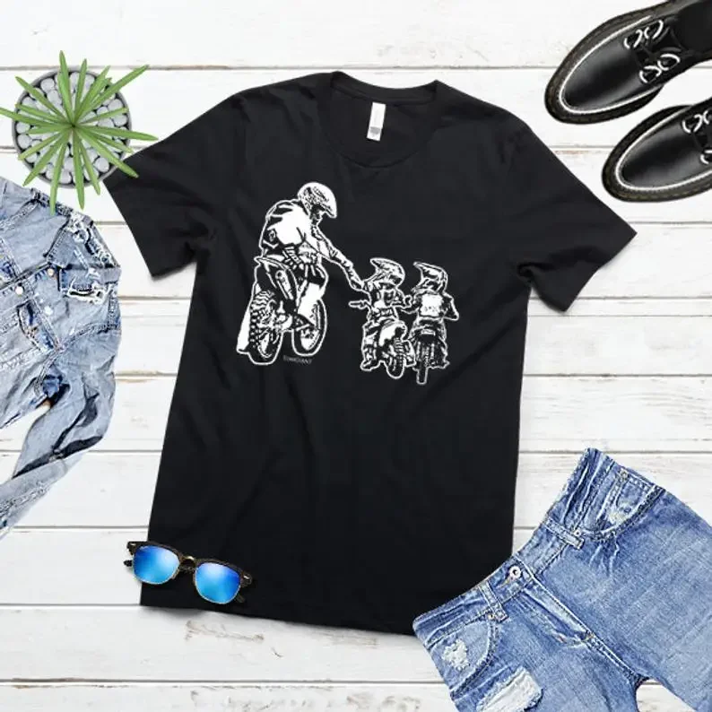 T-shirt papa et fils pour moto tout-terrain, chemise pour la fête des pères, t-shirt de motocross en coton pour hommes, hauts design Harajuku, t-shirt drôle