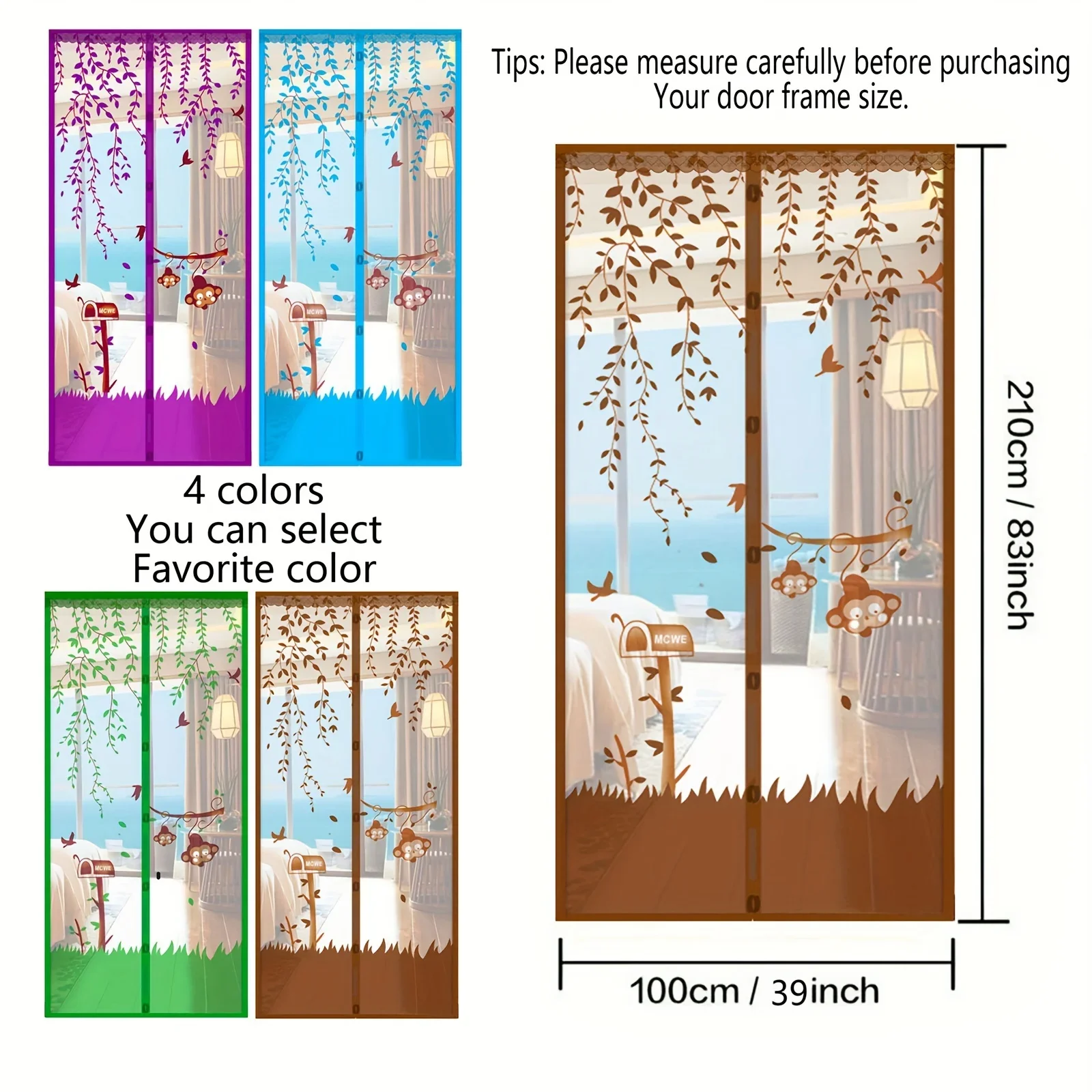 1pcs 2*1m Magnetic Screen Door Curtain Anti-Mosquito Easy Install Blackout Hands-Free Living Room Magnetic Door Curtain