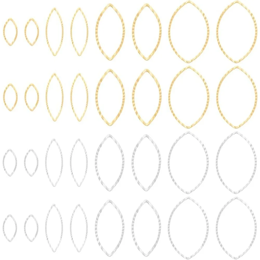 64 PCS Real 24k Gold and 925 Sterling Silver Brass Earrings Beaded Rings, 8 Styles of Brass Linking Rings for Jewellery Making