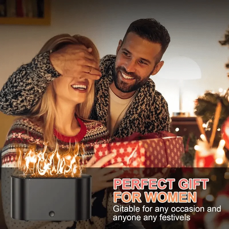 Custom.Cozy Fireplace-Inspired Aromatherapy Diffuser with-Color Flames, USB Powered, 4.4oz Cold Mist Humidifier & Fragra