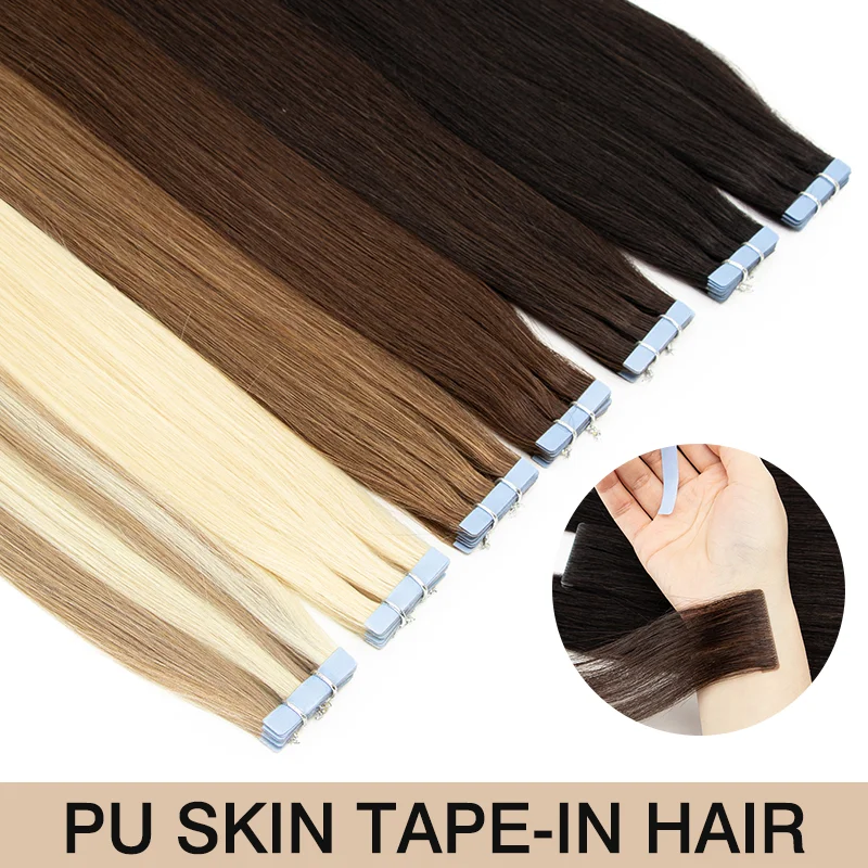 

10pcs Invisible Tape in Extensions Human Hair Injected Tape in Hair Extensions PU Weft Tape On Hair Add Volume 12-20inch