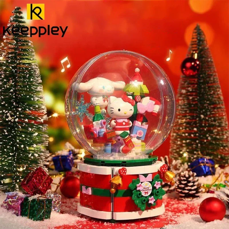 

Keeppley Sanrio Assembled Building Blocks Kuromi Cinnamoroll My Melody Music Box Model Graphics Cartoon Children Christmas Gifts