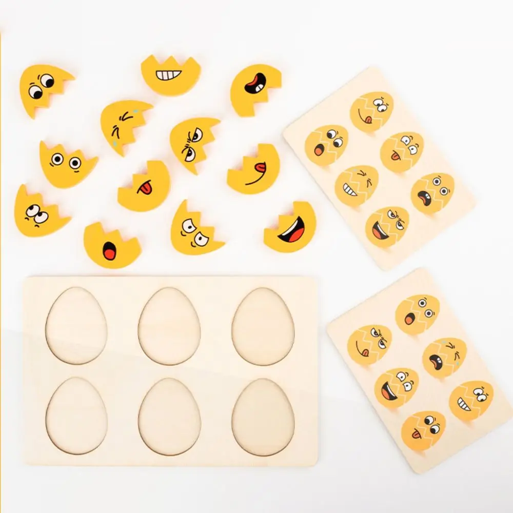 Early Childhood Education Kids Emotion Puzzles Puzzle Game Wooden Montessori Parish Toys Facial Expression Building Block