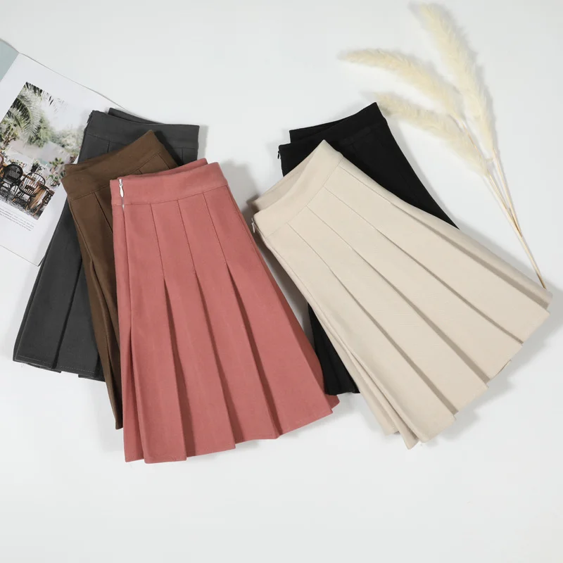 

Pleated Skirt for Women Fall Clothing A-line High Waist Black Korean Style Mini Saia Woolen Jupes Femme 2023 Winter Skirts