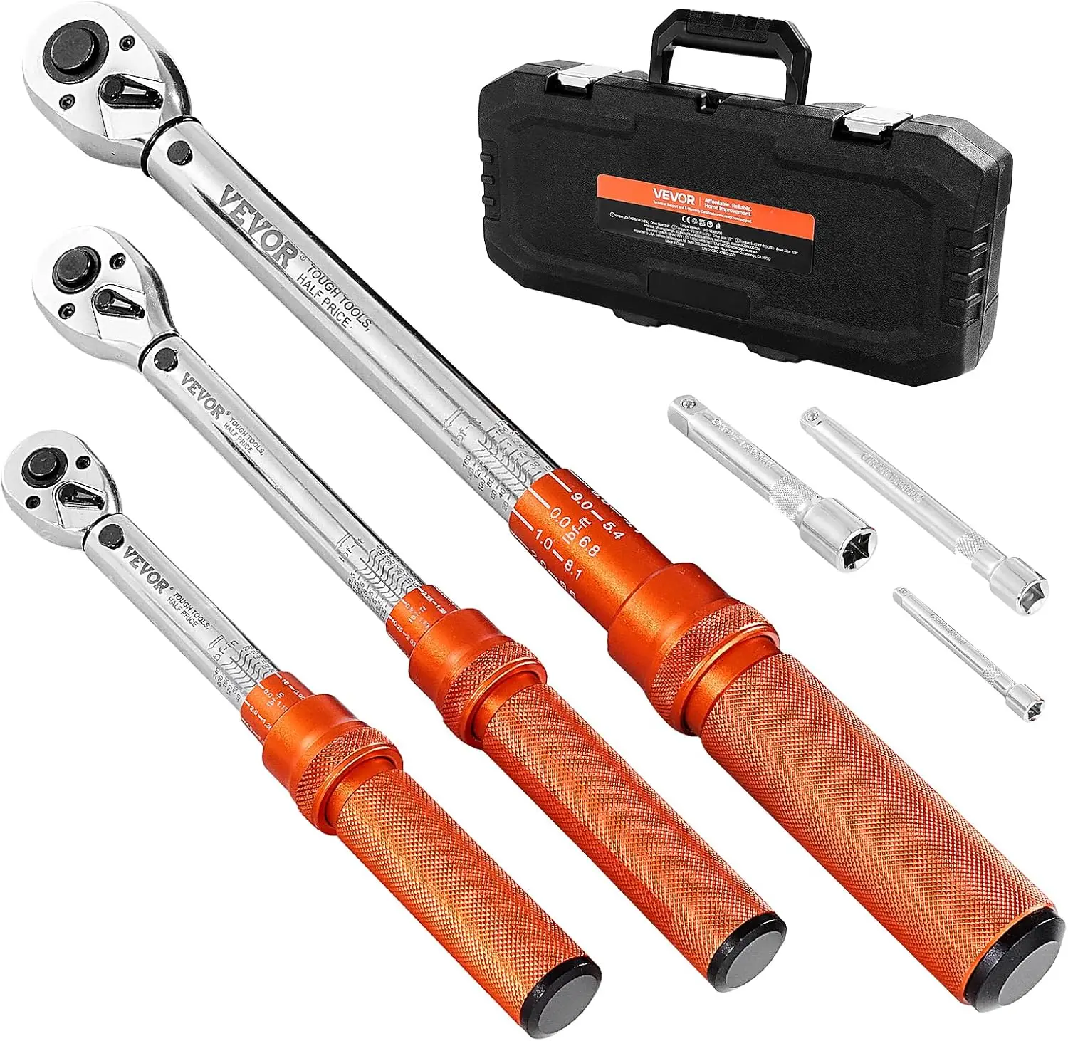 1/4 3/8 1/2 Inch Drive Torque Wrench, 3Pcs Click Torque Wrench Set 20-240IN-LB, 5-45FT-LB, 10-170FT-LB, Dual-Direction Adjustabl