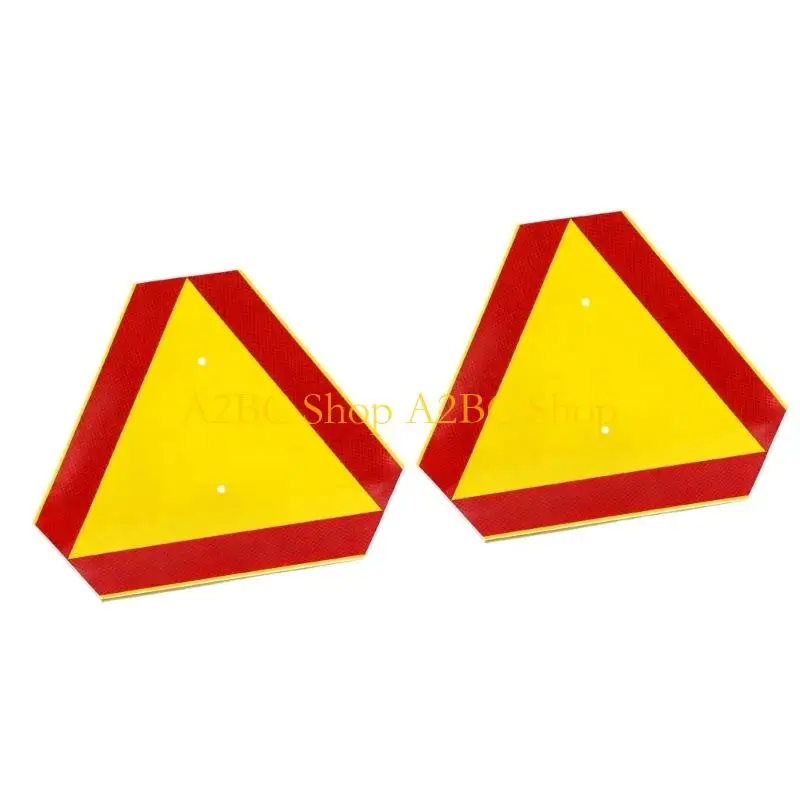 A2BC Pack of 2 Large Size Reflective Warning Triangles for Road Safety Alerts